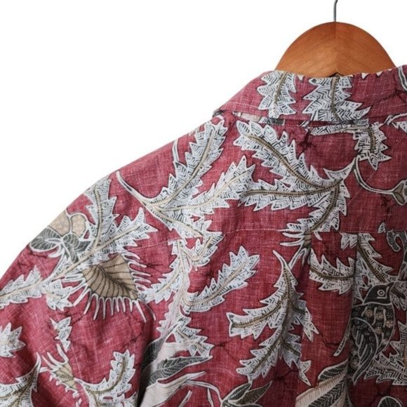 Tommy Hilfiger Golf Red Floral Hawaiian Style Button Up Men's XL Cotton - Picture 14 of 16